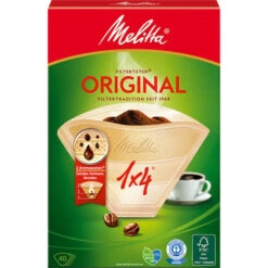 Billig 🌟 Melitta Original Kaffeefilter Filtertüten 1x4 Naturbraun 40 Stück 😀